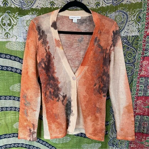 Coldwater Creek Sweaters - Coldwater Creek Painted Autumn Wool Blend Cardigan Size Small